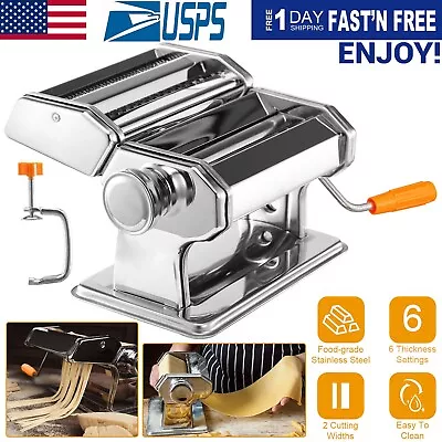 Stainless Steel Pasta Maker Fettuccine Noodle Roller Machine/Rolling Pin Mat Set • $32.18