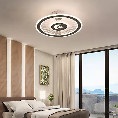 18'' LED Ceiling Fan Light Chandelier Round 3-Speed Lamp With Remote Control • $49.40
