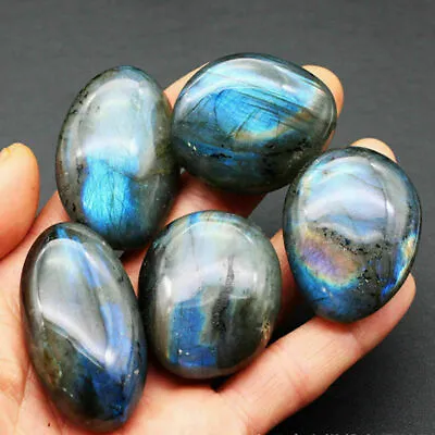 £5.79 • Buy Natural Labradorite Moonstone Polished Crystal Quartz Palm Stone Healing Ore