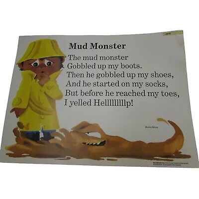 Mud Monster Grade School Poster Bonnie Kinne 30235 Poetry VNTG • $16