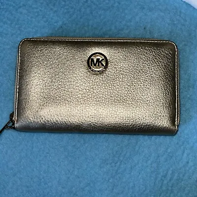 Michael Kors Metallic Gold Leather Full Zip Wallet • $28