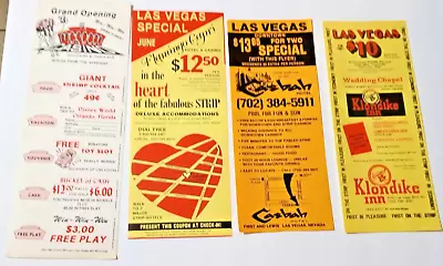 Lot Of 4 Vintage LAS VEGAS CASINO ADVERTISING FLYERS COUPONS...NICE!...#1 • $2.15