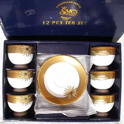 SMCS Tirschenreuth Bavaria Germany Design Porcelain Tea Cups & Saucers 12 PC Set • $85.18