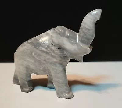 Marble Stone Carved Elephant Two-Toned Light & Dark Gray - Approximately: 3.5  H • $12