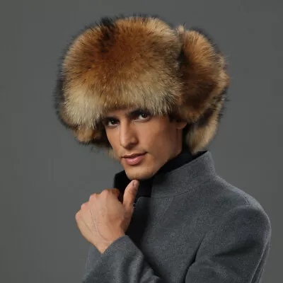 Male Female Real Fox Fur Hat Russian Warmer Ushanka Cossack Ski Earflap Cap • $38.60