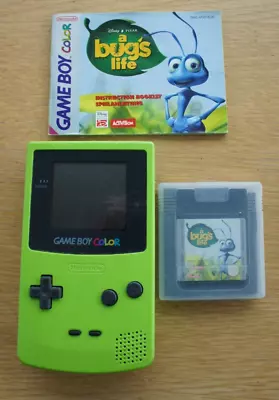 Nintendo Gameboy Color Lime Green + 'Bugs Life' Game (Working) • £40