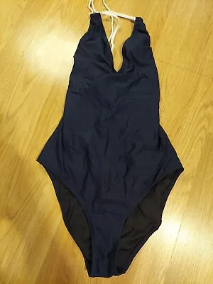 J Crew Swimsuit Women's Sz 10 Navy Blue Tie Back One Piece Bathing Suit  • $15