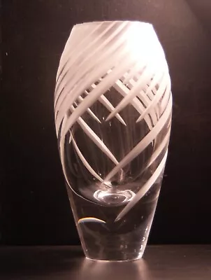 Vintage Mikasa Tempest Swirl Lead Crystal Vase Etched Cut Frosted Heavy 7” EUC • $34.99