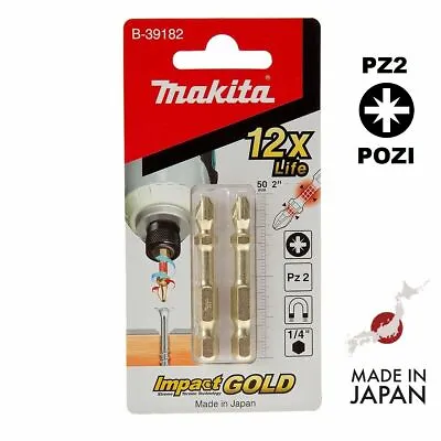 £6.73 • Buy Makita Screwdriver Bits PZ2 Pozi 2xPcs Impact Gold Xtreme Torsion 50mm Driver