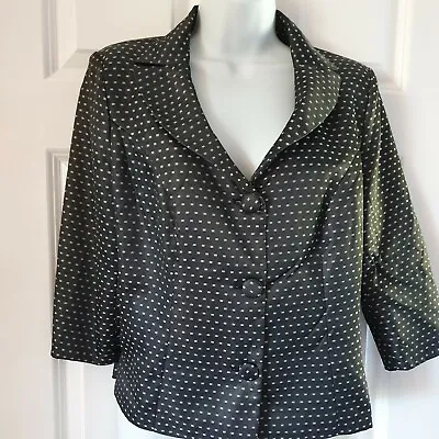 Bonprix BPC Ladies Formal Grey Lined Spot Jacket. 3/4 Length Sleeve Size 14. VGC • $7.58