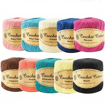 $2.95 • Buy Malli Knitting 50g Super Soft Crochet Thread 100% Cotton Ball Craft Yarn Balls