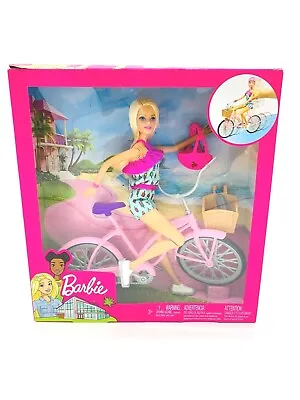 Barbie Doll With Bike & Accessories Box Set Blonde Hair Bicycle Pedal Movement • $46.78