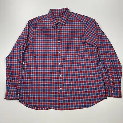 Vineyard Vines Shirt Mens Size Large Red Blue Gingham On The Go Performance OTG • $29.95