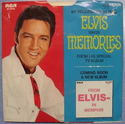 Elvis Presley - Memories - 1969 Picture Sleeve & 45 • $20