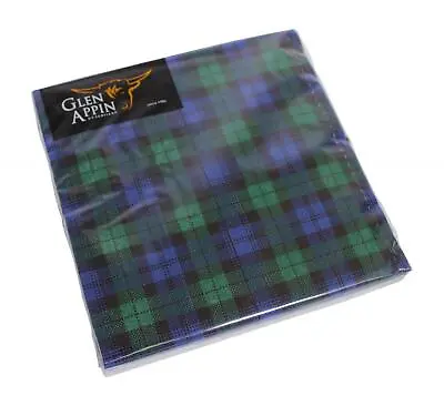 £4.50 • Buy Glen Appin Of Scotland Scottish Blackwatch Tartan 3 Ply Paper Napkins