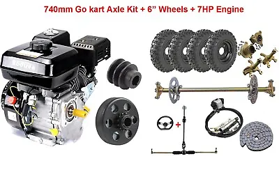 740mm Go Kart Rear Axle Kit Wheels + Front Steering +7HP 4 Stroke Engine Mower • $904.44