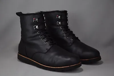 Ugg Hannen Waterproof Leather Boots Mens UGG BLACK Sheepskin US 12 UK 11 EU 45.5 • $130