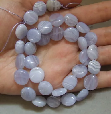 Natural Blue Chalcedony 12x14mm Smooth Nugget Gemstone Beads  15  Strand • $12.50