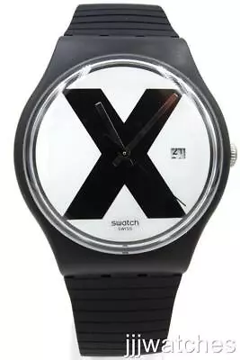 New Swiss Swatch Originals XX-RATED Black Silicone Date Watch 41mm SUOB402 $85 • $74.80