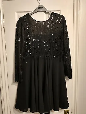 £39.99 • Buy Topshop Black Beaded Embellished Fit And Flare Party Dress Size 10 8 