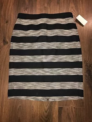 J. Crew Black Gray & White Horizontal Striped  The Pencil Skirt  Size 2 (US) • $12.75