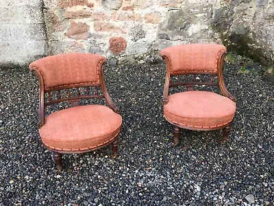 Pair Of Edwardian Armchairs / Parlour Chairs • £140