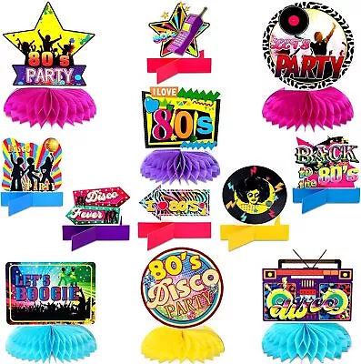 12 Pcs 80s Party Decorations Back To 1980s Honeycomb Centerpieces Colorful Di... • $12.31