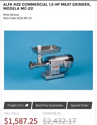 ALFA MC-22 “NEW” In The Box Countert Commercial 1.5 HP Meat Grinder New In Box • $999