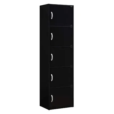 $71.99 • Buy Hodedah 5 Shelf Home And Office Enclosed Organization Storage Cabinet, Black