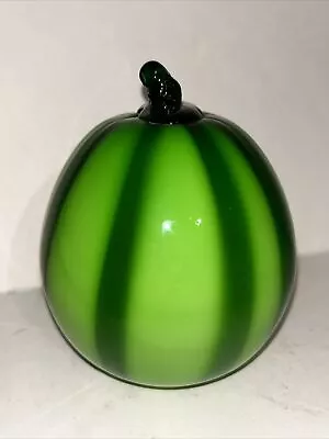 Vintage Green Melon Murano Style Fruit Art Glass MCM 4 1/2  X 4  • $19.99