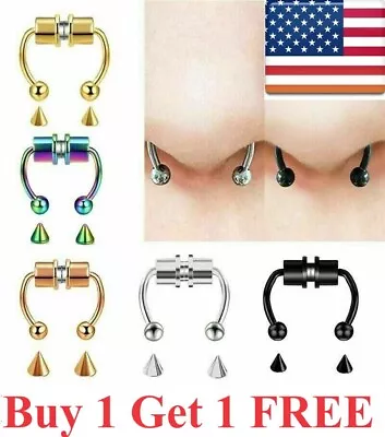 Magnetic Non-Piercing  Nose Rings Fake Septum Segment Helix Club Clickers Punk • $4.95