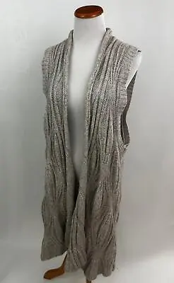 CAbi Beige Cotton Wool Yak Nylon DUSTER Cardigan Vest Sweater Womens XL • $28