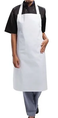 White Bib Apron Large Size Chefs Cafe Kitchen 84 X 94cm Long Ties 80cm • £6.50