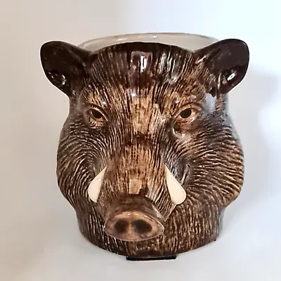 Quail Ceramic Pig Warthog Desk Tidy Pencil Pen Brush Pot Warthog Fawn Colour • $24.88