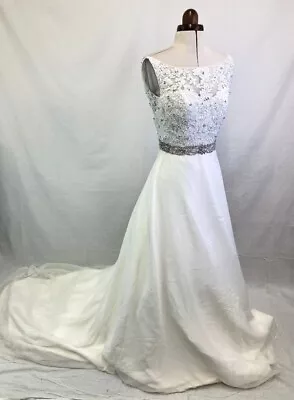 Mori Lee By Madeline Gardner White/Ivory Size 6 Lace Embellished Wedding Dress • £50