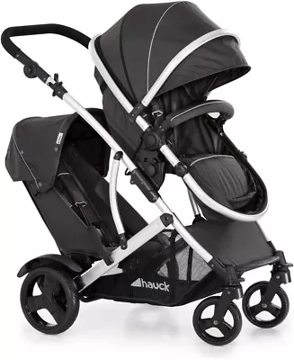 Hauck Duett 2 Double Tandem Baby Pushchair Twin Stroller - Black • £249.95