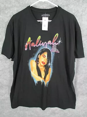 Aaliyah Women's Top 2X Concert Shirt Crew Neck Princess Of R&B Stretch Black • £17.35