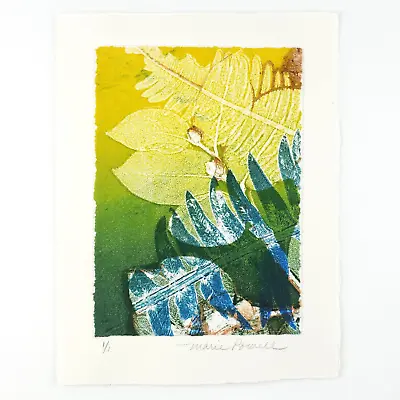 Marie Powell Leaf Collage Monotype 6x8 Nature Study Painting Art Print PNW B379 • $39.97