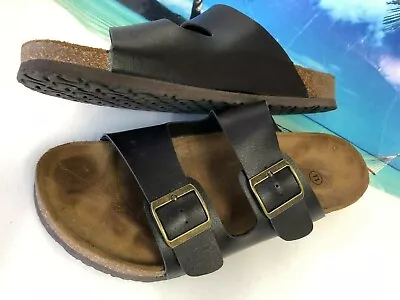 Mossimo Supply Company Double Strap Chocolate Brown Leather Sandals Men Sz 11M • $50.99