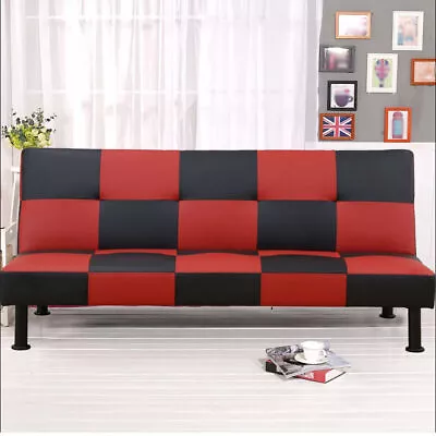 Modern Faux Leather Living Room Sofabed Foldable Futon Couch Sleeper Sofa Bed US • $199.99