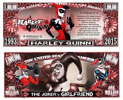 Harley Quinn Million Dollar Bill Play Funny Money Novelty Note + FREE SLEEVE • $1.69