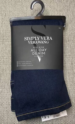 SIMPLY VERA WANG Women’s Size 3X Dark Denim Mid-Rise All-Day Leggings Jeggings • $14.99