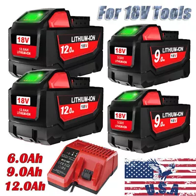 For Milwaukee For M18 18V Lithium Ion XC 12.0/8.0 Ah Battery 48-11-1860 /Charger • $67.89