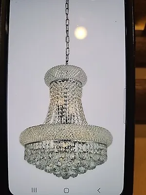 Pendant Crystal Chandelier Chrome Ceiling Lighting Dining Room Light Fixture • $176.40