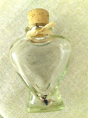 Vintage Romantic Clear Glass Heart Valentine Bottle With Cork Stopper • $11.95