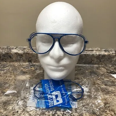 Vtg BOUTON Z87 Rare Blue Clear Safety Glasses Side Shield Plastic NOS 4200 140mm • $24.99