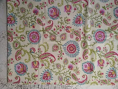 Mill Creek Home Decor Fabric Mod Floral Cotton 36 X 45  BTY Pink Blue Green • $9.99