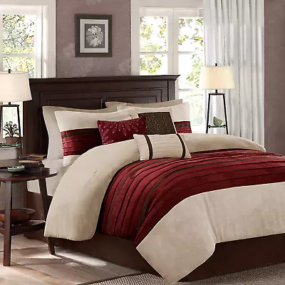 Palmer Comforter Set-Luxury Faux Suede Design Striped Accent All Season Down A • $194.67