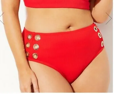 Gabi Fresh Swimsuits For All Capture High-waist Bikini Bottoms Red #642320BK New • $21.99