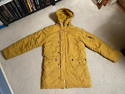 Alpha Industries Military Parka Mens XL Coat Full Zip Yellow Faux Fur Hooded • $45